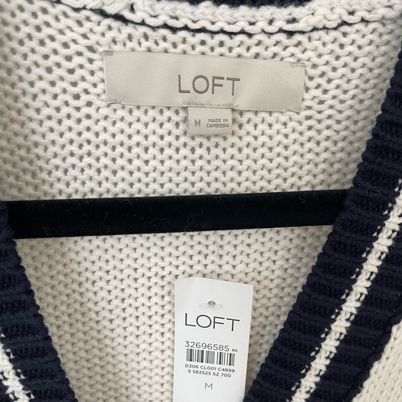 NWT LOFT Tipped Relaxed V-Neck Pocket Mid-Length Knit Cardigan Size Medium. 4 - Picture 7 of 10